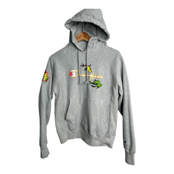Champion Tops - Champion & Dr. Seuss Reverse Weave Unisex Size Small Gray Hoodie Patchwork